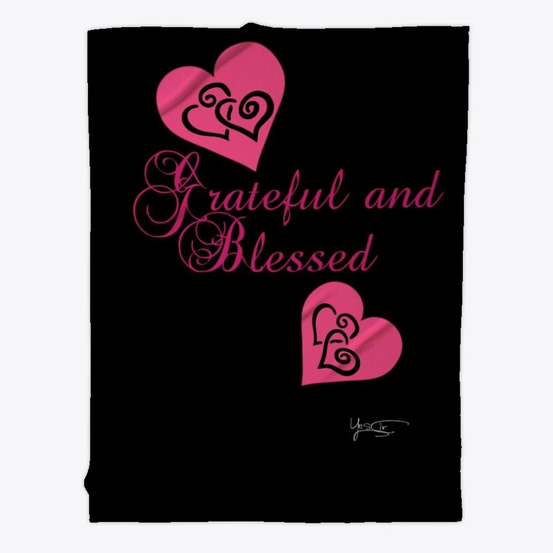 Grateful and Blessed Pink Fleece Blanket